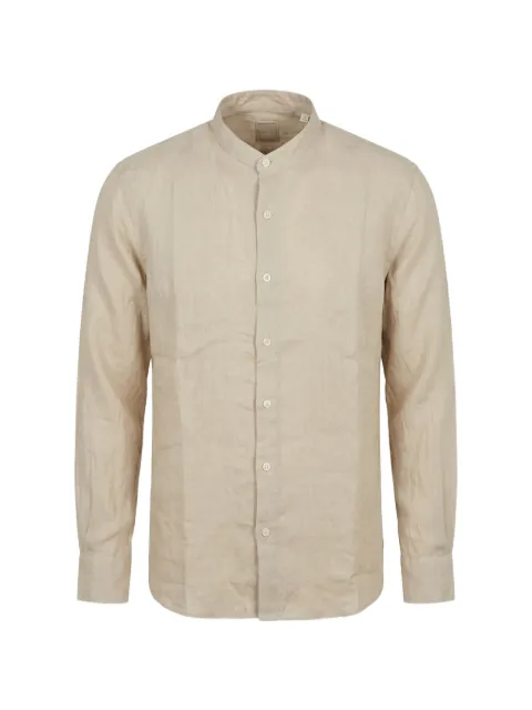120% Lino band-collar linen shirt Neutrals 33ALIM11590000115