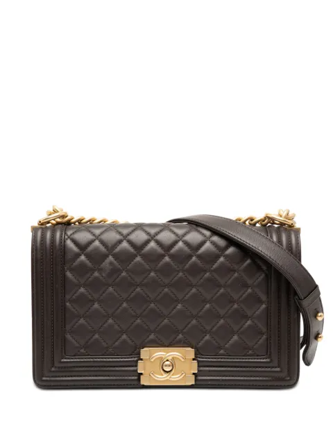 CHANEL Pre-Owned 2018 Old Medium Quilted Lambskin Boy Flap crossbody bag Brown YZBPPWKFLOM60XGP