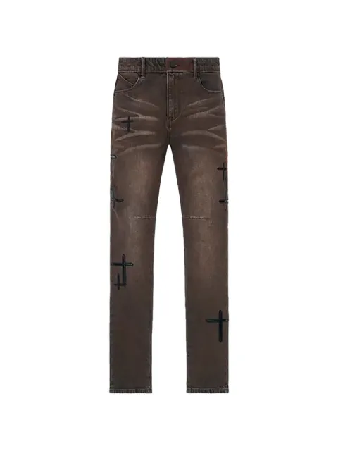 RTA Bryant cross-patch skinny jeans Brown MEXOD1214J1205MCDCP