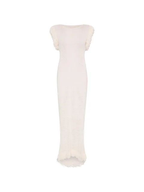 Paris Georgia fringed-trim crochet-knit maxi dress White FRIND002WHT