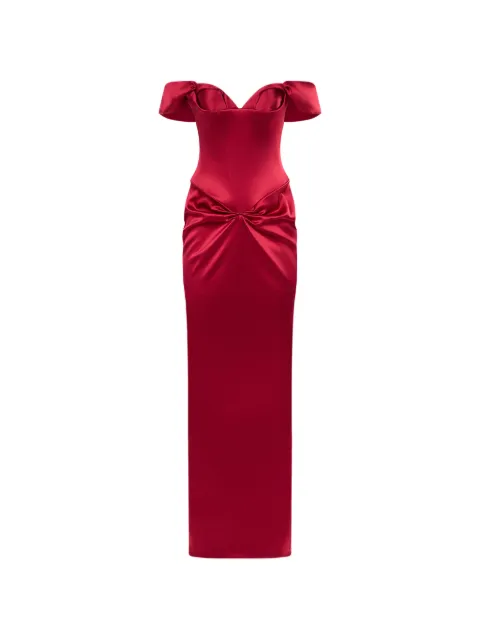 ARAFTU off-the-shoulder gathered dress Red RO01E0326