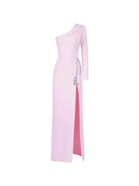 ARAFTU one-shoulder crystal-embellished dress Pink RO220326