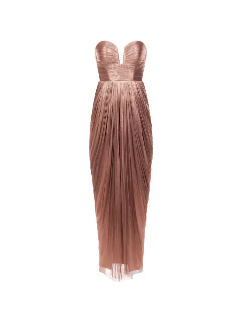 ARAFTU pleated metallic-finish dress Brown RO04D0326