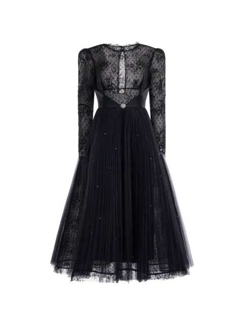 ARAFTU lace-panelled pleated dress Black RO250326