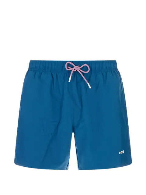 BOSS logo-print drawstring swim shorts Blue 50491601