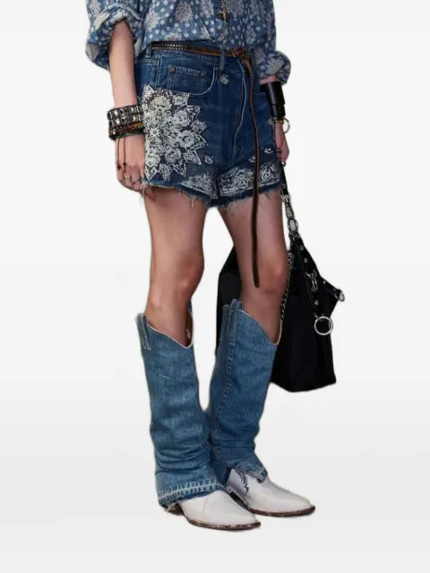R13 bandana-print frayed shorts Blue R13WD191D447B