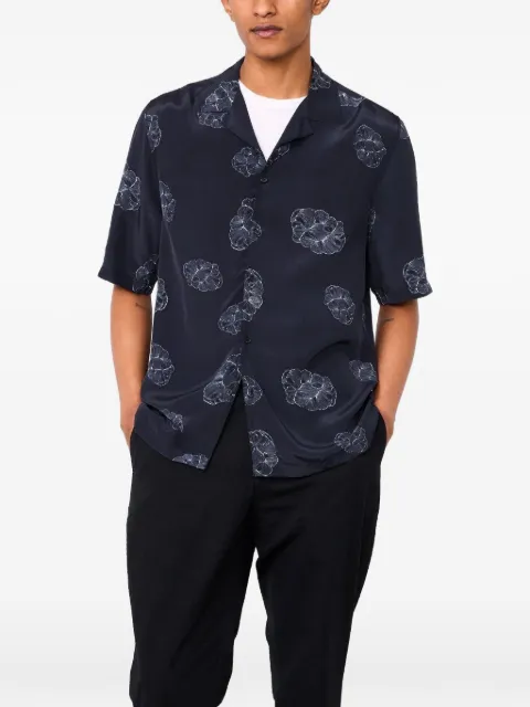 Officine Generale floral-print short-sleeve shirt Blue S26MSHI031