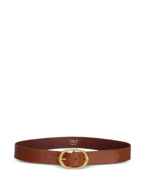 TWP oval-buckle leather belt Brown C000024