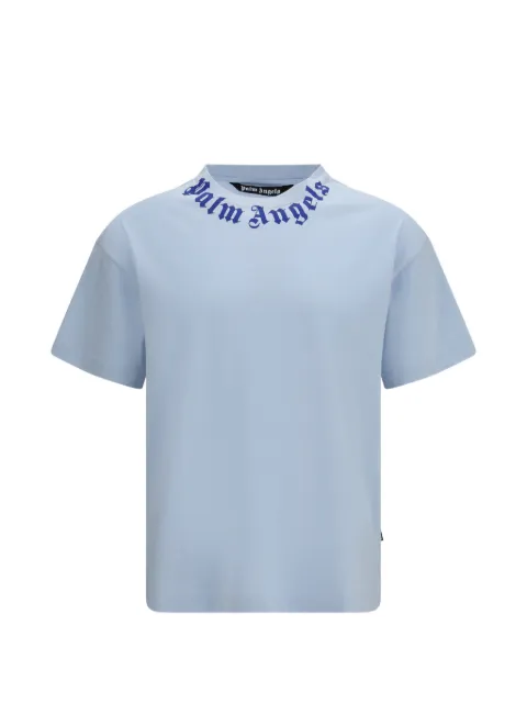Palm Angels logo-print T-shirt Blue PMAA109S26JER008