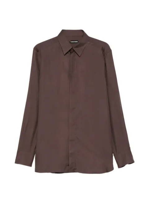 TOM FORD concealed-fastening long-sleeve shirt Brown HRBF03SUS03