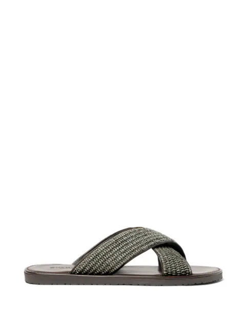 Scarosso Ettore crossover-strap raffia sandals Green ETTORESANDGRERAFF