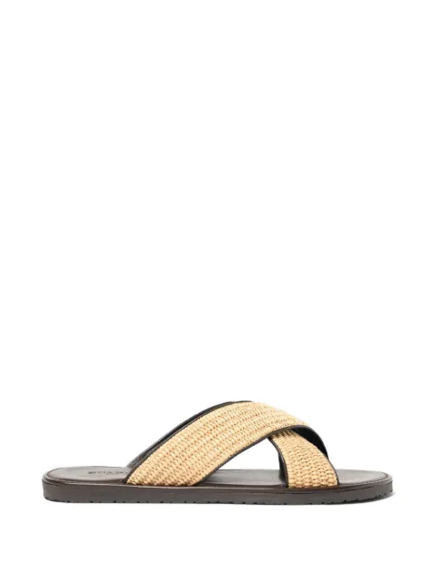 Scarosso Ettore crossover-strap raffia sandals Neutrals ETTORESANDBEIRAFF