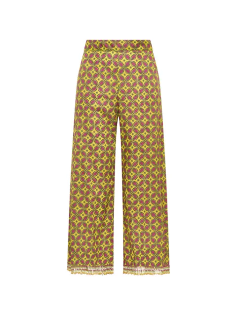 MALIPARMI geometric-print fringe-trimmed trousers Yellow JH805815215B7003