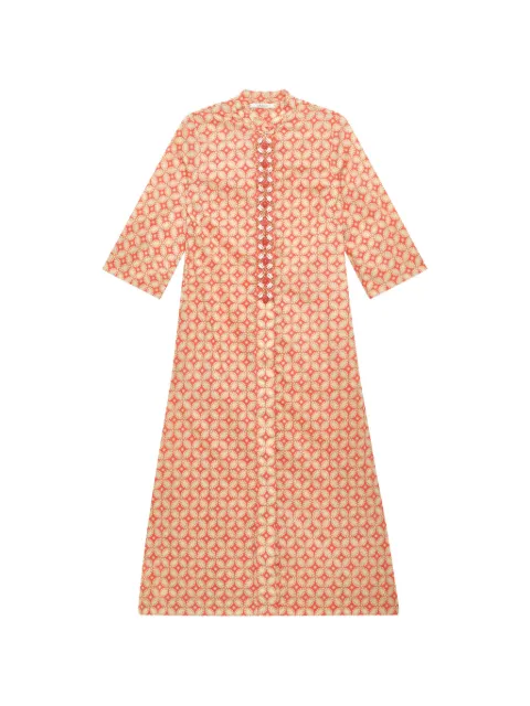 MALIPARMI shell-embellished geometric-print kaftan Orange JF669915215B3111