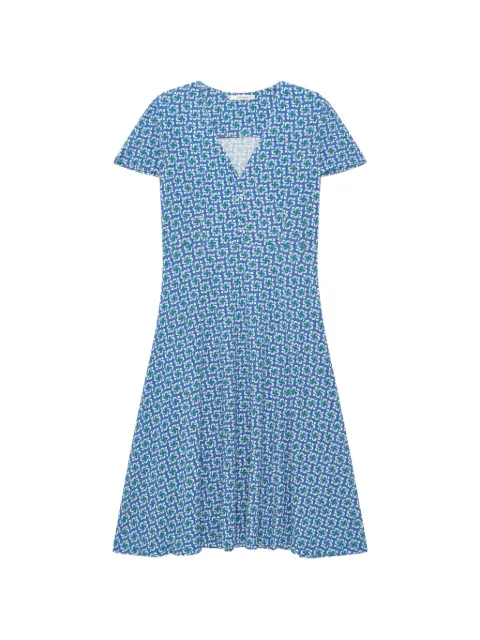 MALIPARMI geometric-print godet dress Blue JF679770675A8190