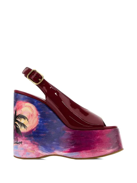 Chloé Maxime sunset-print wedge pumps Red CH26U09ZXG
