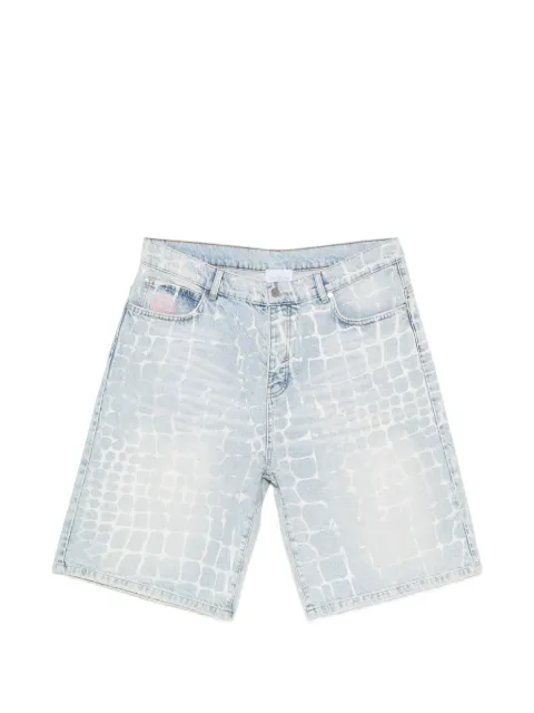 BLUE SKY INN crocodile-effect heavy-wash shorts Blue BS2601024