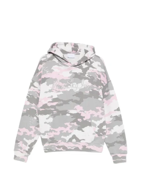 BLUE SKY INN distressed camouflage-print hoodie Pink BS2601010