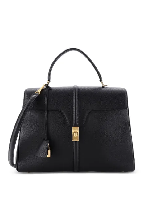 Celine Pre-Owned 16 Top Handle Bag Grained Calfskin Medium shoulder bag Black QVNFE7MHAQ95JCEA