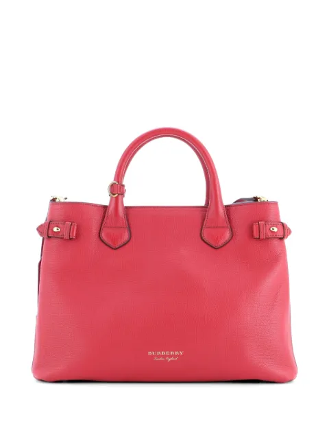 Burberry Pre-Owned Banner Tote Leather and House Check Canvas Medium satchel Red X6LJU5RGGJGZMKOK