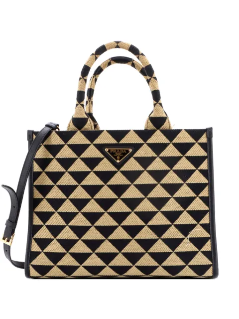 Prada Pre-Owned Symbole Shopper Jacquard Small tote bag Black DLFJUTOBXVG48KCN