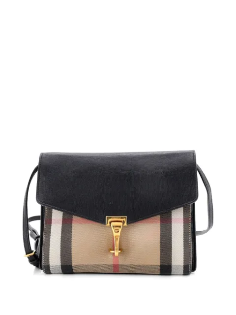 Burberry Pre-Owned Macken Leather and House Check Canvas Small crossbody bag Black C1NKAU5YGLJV8Q0L