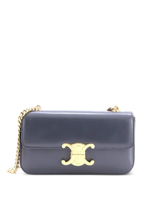 Celine Pre-Owned Triomphe Chain Leather Small shoulder bag Grey KJNQO6R7BR9JF28Z