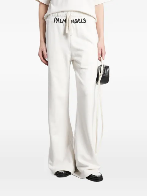 Palm Angels logo-print drawstring track pants White PWCH029S26FLE002