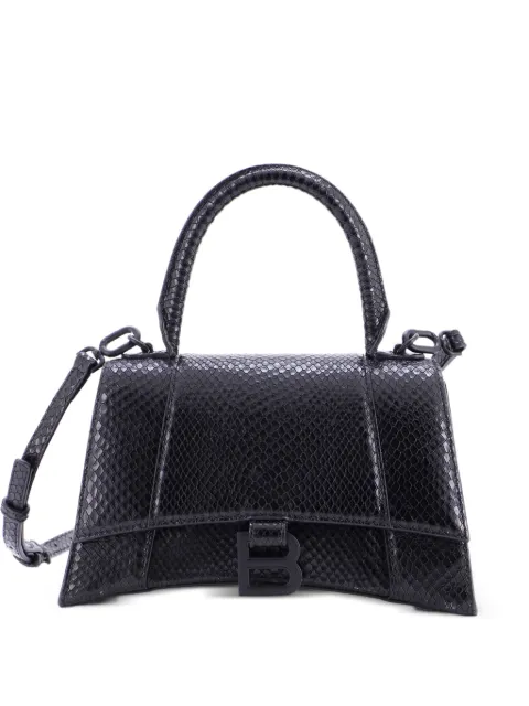 Balenciaga Pre-Owned Hourglass Top Handle Bag Snakeskin Embossed Leather Small crossbody bag Black J45XA97DCK4INZ1V