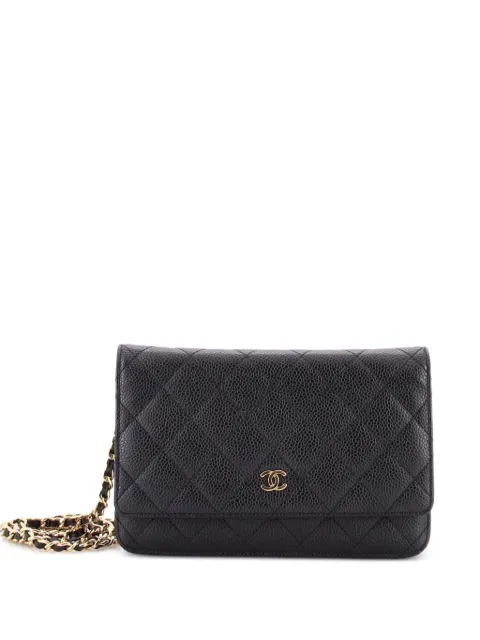 CHANEL Pre-Owned Wallet on Chain Quilted Caviar crossbody bag Black FIEUEPXRMWKQ9GR7