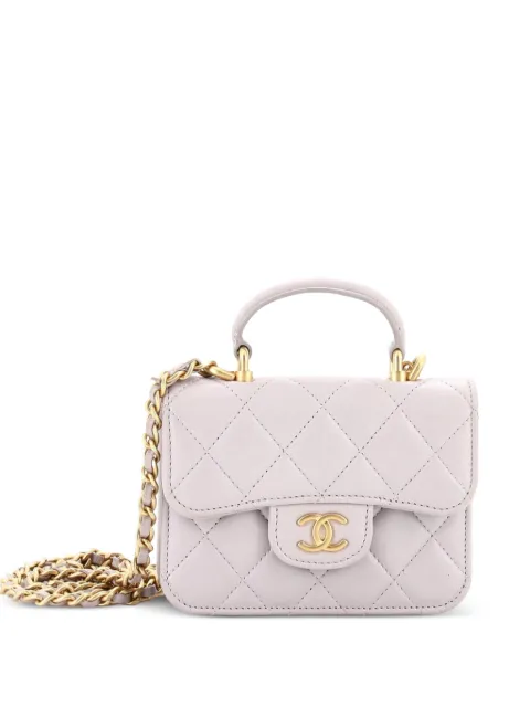 CHANEL Pre-Owned Top Handle Flap Coin Purse with Chain Quilted Lambskin crossbody bag Grey GQIQWRII79RA1BVA