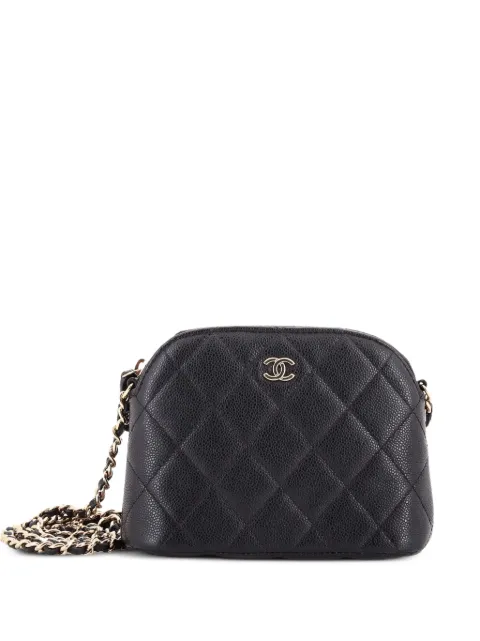 CHANEL Pre-Owned CC Dome Zip Clutch with Chain Quilted Caviar Mini crossbody bag Black DXPPWEV02YMZYARB