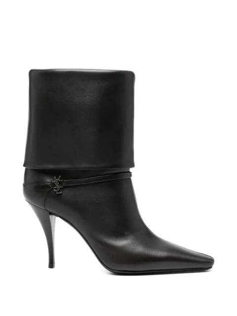 Saint Laurent Niki fold-over leather boots Brown 801393AADV2