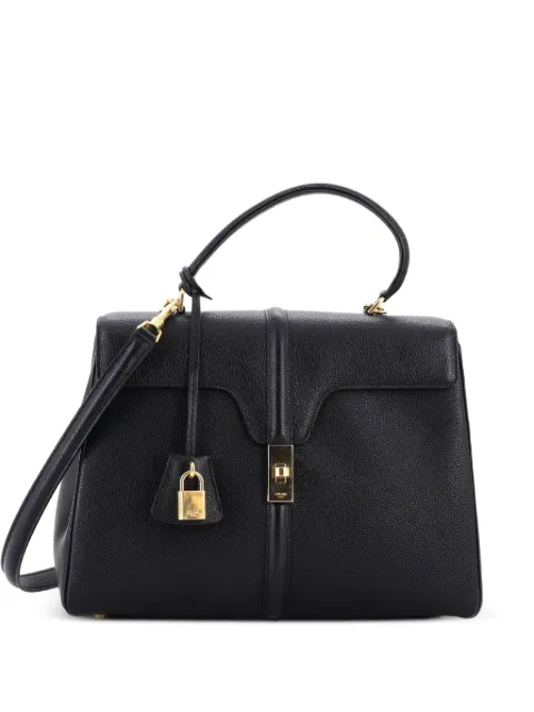 Celine Pre-Owned 16 Top Handle Bag Grained Calfskin Medium shoulder bag Black 5CPUC9AELOXRB2EK