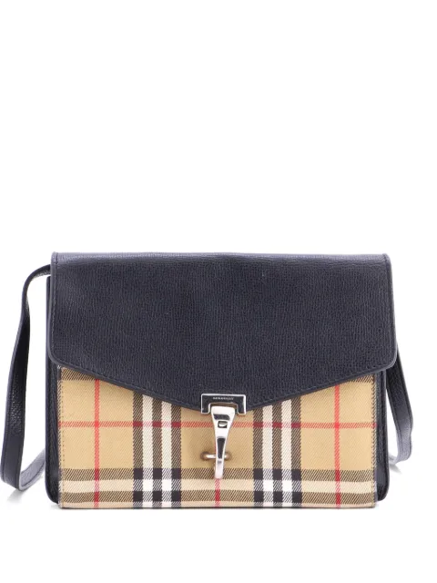 Burberry Pre-Owned Macken Leather and Vintage Check Canvas Small crossbody bag Black DRMZ5K3BPJ79IXTQ