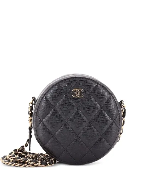 CHANEL Pre-Owned Round Clutch with Chain Quilted Caviar Mini crossbody bag Black 1BH1KDB1HGO2E4SJ