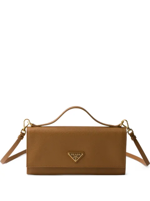 Prada Saffiano leather wallet with shoulder strap Neutrals 1MT042QHH