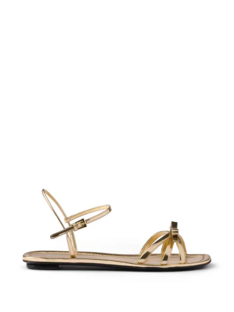 Prada flat metallic leather sandals Gold 1X410OF0053AU1