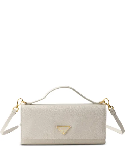 Prada Saffiano leather wallet with shoulder strap Neutrals 1MT042QHH