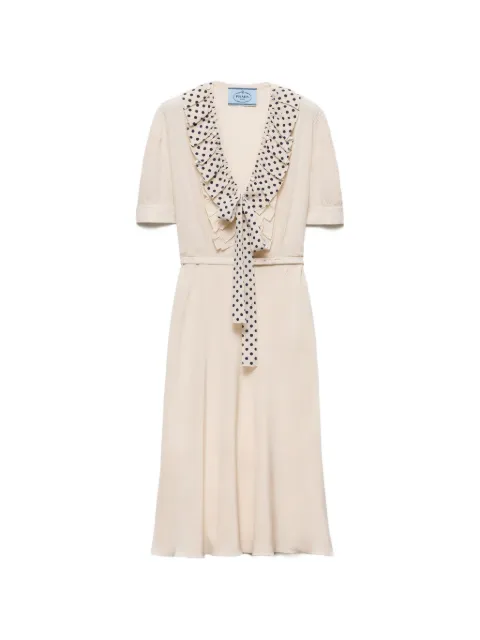 Prada embroidered marocain dress Neutrals P3S45RSOOO19ZW