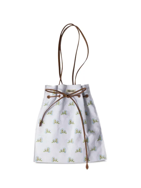 Miu Miu embroidered linen tote bag White 5BG329VOR12IHW