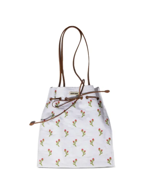 Miu Miu embroidered linen tote bag White 5BG329VOR32IHW