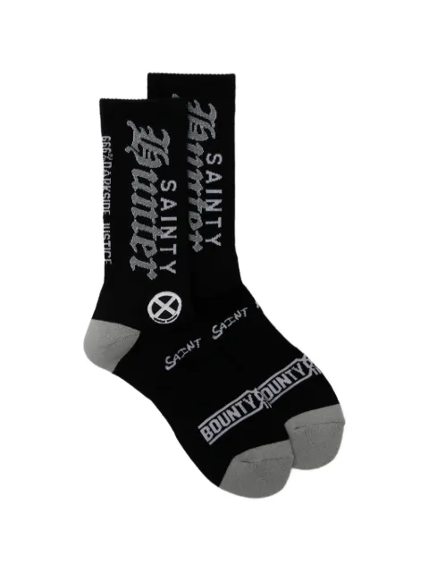SAINT MXXXXXX logo-print intarsia-knit socks Black SMMK80000C39