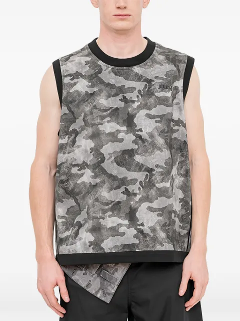 Juun.J camouflage-print sleeveless T-shirt Grey JC6242H923