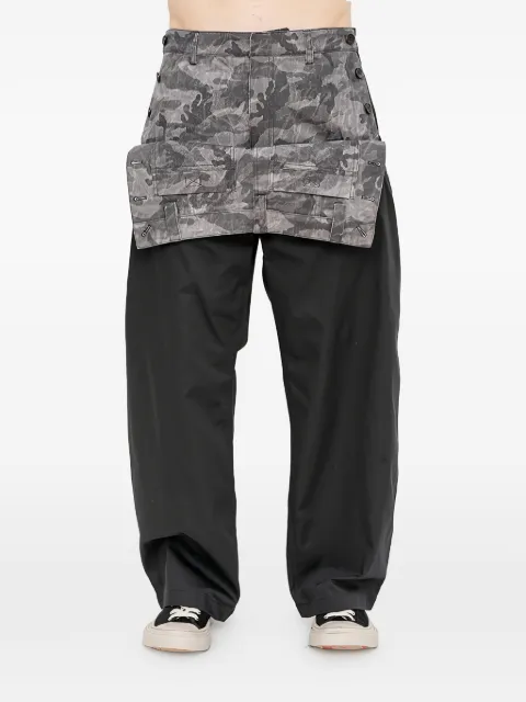 Juun.J camouflage-print layered-panel trousers Black JC6221H945