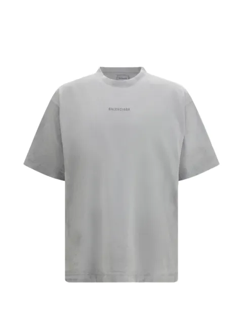 Balenciaga logo-embroidered distressed-effect T-shirt Grey 764235TTVF9