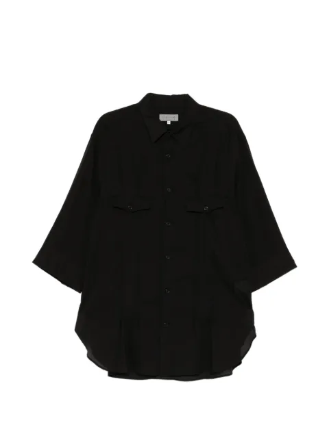 Yohji Yamamoto pleated sheer shirt Black HKB5423501