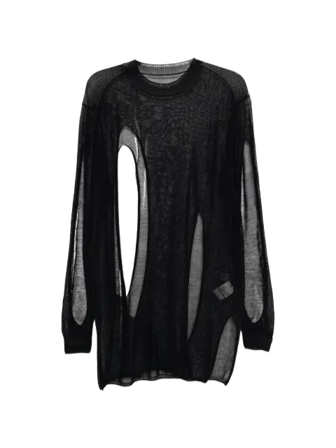 Yohji Yamamoto semi-sheer T-shirt Black HKK1319001