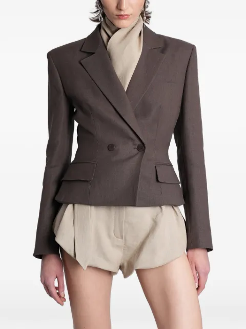 Magda Butrym double-breasted notched-lapel jacket Brown 175526