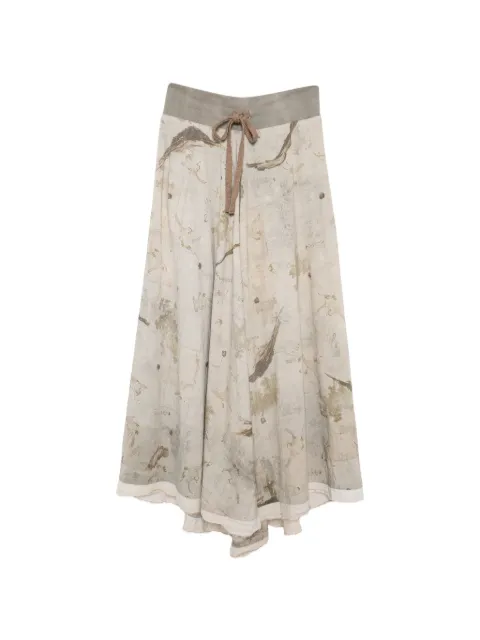 Ziggy Chen graphic-print maxi skirt Neutrals 0W2610303